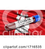 Poster, Art Print Of Flag Of Hamburg Waving In The Wind With A Positive Covid 19 Blood Test Tube