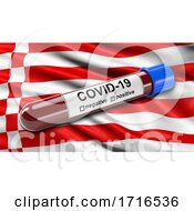 Poster, Art Print Of Flag Of Bremen Waving In The Wind With A Positive Covid 19 Blood Test Tube
