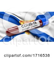 Poster, Art Print Of Flag Of Nova Scotia Waving In The Wind With A Positive Covid 19 Blood Test Tube