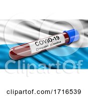Poster, Art Print Of Flag Of Bavaria Waving In The Wind With A Positive Covid 19 Blood Test Tube