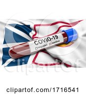 Poster, Art Print Of Flag Of Newfoundland And Labrador Waving In The Wind With A Positive Covid 19 Blood Test Tube