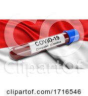 Poster, Art Print Of Flag Of Hesse Waving In The Wind With A Positive Covid 19 Blood Test Tube