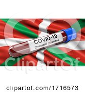 Poster, Art Print Of Flag Of The Basque Autonomous Community Waving In The Wind With A Positive Covid 19 Blood Test Tube