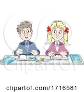 High School Students At A Desk Together