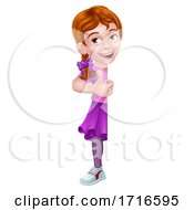 Poster, Art Print Of Kid Cartoon Girl Child Thumbs Up Sign