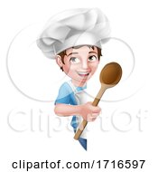 Poster, Art Print Of Kid Cartoon Boy Chef Cook Baker Child Sign