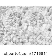 3D Abstract Background With White Extruding Cubes