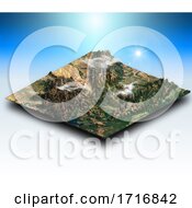Poster, Art Print Of 3d Isometric Terrain Of A Mountainous Landscape