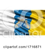 Flag Of The Canary Islands Waving In The Wind