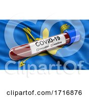 Poster, Art Print Of Flag Of Suffolk Waving In The Wind With A Positive Covid 19 Blood Test Tube