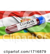 Poster, Art Print Of Flag Of La Rioja Waving In The Wind With A Positive Covid 19 Blood Test Tube