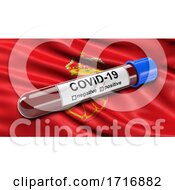 Poster, Art Print Of Flag Of The Chartered Community Of Navarre Waving In The Wind With A Positive Covid 19 Blood Test Tube