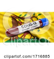 Poster, Art Print Of Flag Of Berkshire Waving In The Wind With A Positive Covid 19 Blood Test Tube