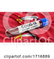 Poster, Art Print Of Flag Of Essex Waving In The Wind With A Positive Covid 19 Blood Test Tube