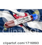 Poster, Art Print Of Flag Of Oxfordshire Waving In The Wind With A Positive Covid 19 Blood Test Tube