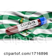Poster, Art Print Of Flag Of Wiltshire Waving In The Wind With A Positive Covid 19 Blood Test Tube