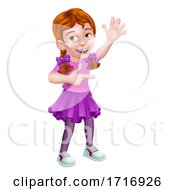Poster, Art Print Of Kid Cartoon Girl Child Pointing