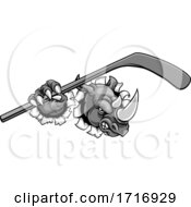Poster, Art Print Of Rhino Ice Hockey Player Animal Sports Mascot