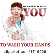 Doctor Woman Pointing Needs You Wash Your Hands