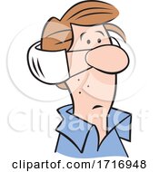 Poster, Art Print Of Cartoon Man Wearing A Pandemic Face Mask Over His Ears