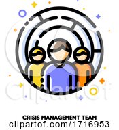 Poster, Art Print Of Icon Of Three Persons On A Background Of Maze For Crisis Management Or Problem Solving Team Concept