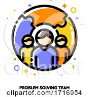 Poster, Art Print Of Icon Of Three Persons On A Background Of Puzzle For Problem Solving Or Crisis Management Team Concept