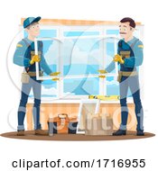 Poster, Art Print Of Workers Installing A Window