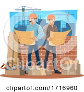 Poster, Art Print Of Workers Holding Blueprints