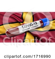 Poster, Art Print Of Flag Of Northamptonshire Waving In The Wind With A Positive Covid 19 Blood Test Tube