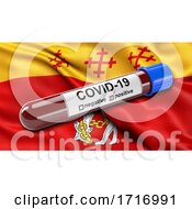 Poster, Art Print Of Flag Of Warwickshire Waving In The Wind With A Positive Covid 19 Blood Test Tube