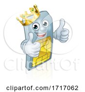 Sim Card Mobile Phone King Thumbs Up Mascot