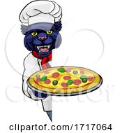 Poster, Art Print Of Panther Pizza Chef Cartoon Restaurant Mascot Sign