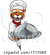 Poster, Art Print Of Tiger Chef Mascot Sign Cartoon Character