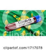 Poster, Art Print Of Flag Of Rutland Waving In The Wind With A Positive Covid 19 Blood Test Tube