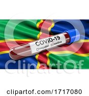 Poster, Art Print Of Flag Of Lincolnshire Waving In The Wind With A Positive Covid 19 Blood Test Tube