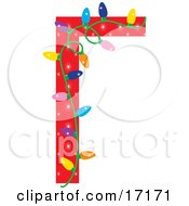 Poster, Art Print Of Red Border With Colorful Christmas Lights