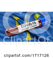 Flag Of Cheshire Waving In The Wind With A Positive Covid 19 Blood Test Tube