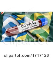 Poster, Art Print Of Flag Of Cumbria Waving In The Wind With A Positive Covid 19 Blood Test Tube