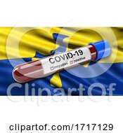 Poster, Art Print Of Flag Of Durham Waving In The Wind With A Positive Covid 19 Blood Test Tube