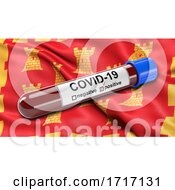 Poster, Art Print Of Flag Of Greater Manchester Waving In The Wind With A Positive Covid 19 Blood Test Tube