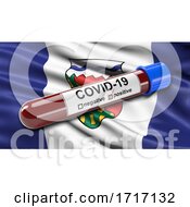 Poster, Art Print Of Flag Of The Northwest Territories Waving In The Wind With A Positive Covid 19 Blood Test Tube