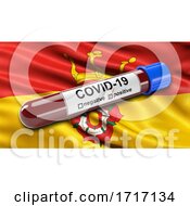 Poster, Art Print Of Flag Of Hampshire Waving In The Wind With A Positive Covid 19 Blood Test Tube