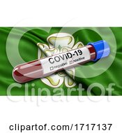 Poster, Art Print Of Flag Of North Yorkshire Waving In The Wind With A Positive Covid 19 Blood Test Tube
