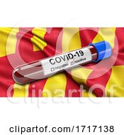 Poster, Art Print Of Flag Of Northumberland Waving In The Wind With A Positive Covid 19 Blood Test Tube