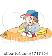Poster, Art Print Of Cartoon Little Boy Pouting After Losing In A Baseball Game