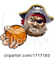 Poster, Art Print Of Pirate Basketball Ball Sports Mascot Cartoon