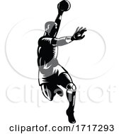 Handball Player Black And White by patrimonio