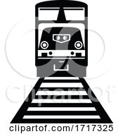 Diesel Locomotive Train Front View Retro Black And White