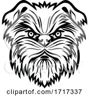 Poster, Art Print Of Affenpinscher Monkey Terrier Dog Head Mascot Black And White