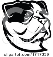 Poster, Art Print Of American Bully Bulldog Head Mascot Black And White